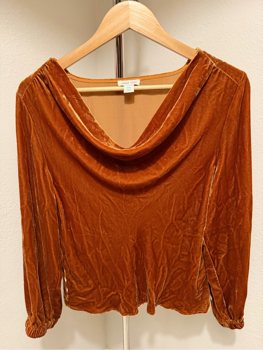 Sundance Velvet Cowl Neck Sweater Top - Rust